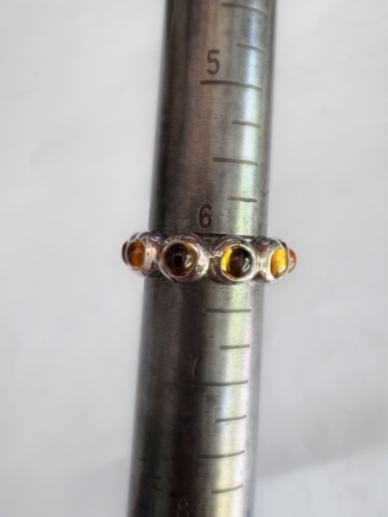 N.E. From Vintage Danish Sterling Silver Amber Ring Vintage Sterling Silver Amber eternity ring Unworn New Old Stock